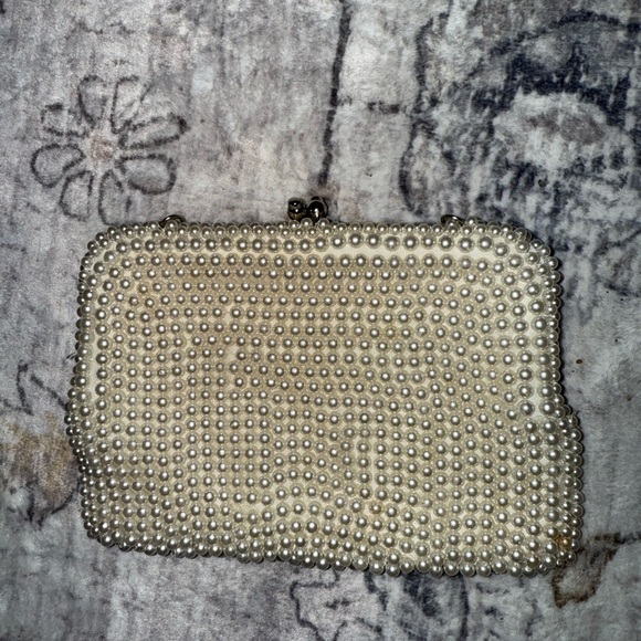 Walborg Cream Beaded Clutch Art Deco Design - Picture 2 of 4